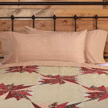 Ozark Red Ticking Stripe King Pillow Case Set of 2 21x40 VHC Brands - The Fox Decor
